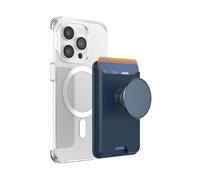 PopSockets: PopWallet per MagSafe - Con presa - Include anello adattatore per MagSafe - Sottile portacarte riposizionabile per smartphone e custodie - SoftGoods - Navy Blue