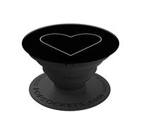 PopSockets - Supporto e impugnatura per smartphone e tablet, Nero con cuore bianco