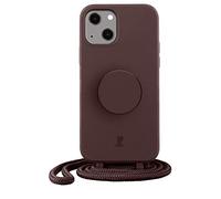 PopSockets x Just Elegance Custodia per iPhone - Necklace Case - Custodia compatibile con iPhone 14 6,1" - Custodia protettiva per iPhone con cordoncino rimovibile e supporto per dita (Truffle)