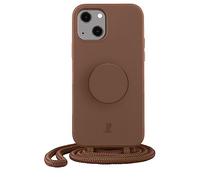 PopSockets x Just Elegance | Necklace Case | Custodia per iPhone 14 6,1" | PopSockets | con cordoncino rimovibile | supporto per dita (Brown Sugar)