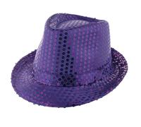 Popstar Cappello con paillettes - Cappello da festa con glitter in molti colori per carnevale, feste a tema, palcoscenico e costume (viola)