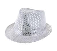 Popstar Cappello con paillettes - Cappello da festa con glitter in molti colori per carnevale, feste a tema, palcoscenico e costume (argento)