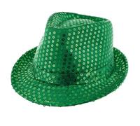 Popstar Cappello con paillettes - Cappello da festa con glitter in molti colori per carnevale, feste a tema, palcoscenico e costume (verde)