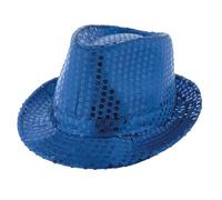 Popstar Cappello con paillettes - Cappello da festa con glitter in molti colori per carnevale, feste a tema, palcoscenico e costume (blu)