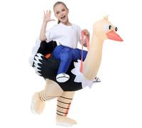 Poptrend Costume da struzzo gonfiabile per adulti e bambini, divertente, per Halloween, unisex, per cosplay, feste, equitazione, animali (bambini)
