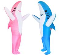 Poptrend Costume gonfiabile da squalo per adulti, divertente, per Halloween, per lui e per lei, 2 confezioni