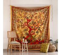 Popular Handicrafts Arazzo regina albero della vita hippie tie dye psichedelico appeso alla parete - indiano madiazione zingara bohemien hippy dormitorio decorazione camera arancione 203 x 223 cm