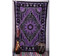 Popular Handicrafts Kp670 - Arazzo celeste da parete, motivo mandala, arazzi da appendere al sole che brucia indiano, stile universitario, stile bohémien, hippy hippie, 140 x 210 cm