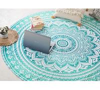 " popular Handicrafts Round Yoga Mat Mandala indiano Round Roundie Beach Plaid Arazzo hippy boho gypsy Cotton Tovaglia Telo mare, Telo mare, Tappetino yoga rotondo 152,4 cm, Cotone, Verde, 70 pollici"