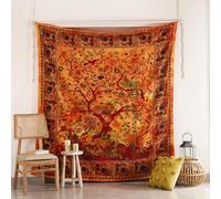 Popular Handicrafts Tree Of Life Bohemian Psychedelic Intricate Floral Design Bedspread Indian Arazzo 54 x 84 pollici, (140 x 215 cm) Turchese