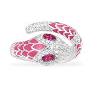 Popular Snake Shaped Open Adjustable Ring With Red Eye Crystal Micro Paved Zircon For Women Party Jewelry Nice processing