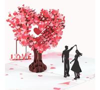 PopUp Anniversary Card, 3D Love Tree Hearts Couple Wedding Card with Envelope, Valentines Day Greeting Cards, Romantic Ideal Gift for Birthday Engagement for Women Wife Girlfriend
