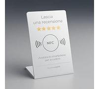 popup Espositore per Recensioni NFC PVC bianco 105 x 70mm per aumentare Recensioni su Google, TripAdvisor, Trustpilot e altro | Compatibile con Android e IOS|