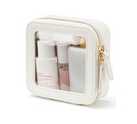Popvibe Beauty case trasparente da viaggio per cosmetici, borsa da toeletta trasparente con cerniera, organizer portatile per trucchi da viaggio, borsa compatta per auto per oggetti essenziali,