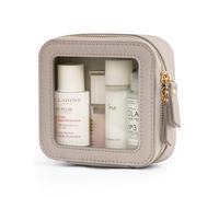 Popvibe Beauty case trasparente da viaggio, trousse trasparente per articoli da toeletta con cerniera, organizer portatile per trucchi, borsa compatta da viaggio per auto, per oggetti essenziali