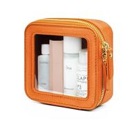 Popvibe Borsa per il trucco trasparente con cerniera, piccola custodia per cosmetici da viaggio, arancione, mini sacchetto per accessori per borsa, borsa essenziale per auto, organizer compatto e