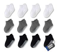 POPYS® Calzini Antiscivolo Bambino e Bambina di Cotone | Calze antiscivolo bambino | Calzini antiscivolo (IT, Numero, 32, 36, 12 Paia Multicolore)