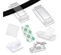 Poraceous 100 Pezzi Autoadesivo Clip Cavo, Fermacavi Supporto Organizer La Gestione dei Cavi, Ferma Cavi Adesivi, per TV, PC, Laptop, Cavo Ethernet, Scrivania, Casa, Ufficio (Trasparente)