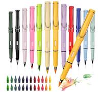 poraceous 12 Pezzi Matite Colorate e Perpetue, Matita Infinita, Ewiger Bleistift con 48 Teste Intercambiabili e Gomme, Senza Inchiostro, Scrivere Infinita per Adulti Studenti Pittore Artista