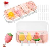 poraceous 2 Articoli Stampi per Ghiaccioli in Silicone, Stampo Silicone Gelato Stecco, Forme per Gaccioli Riutilizzabili a 8 Cavità, Set Stampini Gelato DIY, per Preparazione Gelati, Sorbetti