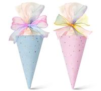 poraceous 2 Pezzi Sacchetto Regalo Scuola per Fratelli, Fratelli 49cm Cono Sacchetto, Mini Sacchetti per La Scuola da Riempire con Nastro, per La School, per Bambi, per Molte Occasioni(Rosa e Blu)