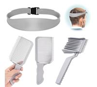 Poraceous 3 Pezzi Sfumatura Capelli Uomo Set, Guida per Taglio Capelli in Silicone, Fascia Taglio Curva Regolabili, Pettine di Posizionamento Curvo, per Acconciature Uomo Salone Parrucchiere (Grigio)