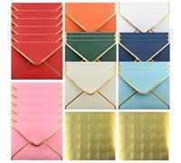 poraceous 30 Pezzi Buste, Mini Buste con Bordo Dorato, Bustes per Lettere Colorate Patta a Forma di V, Bustes di Carta Sigillo a Forma di Cuore, per Compleanno Matrimonio Battesimo Inviti