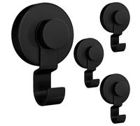 poraceous 4 Pezzi Ganci Ventosa Bagno, Ganci a Ventosa Super Resistenti, Riutilizzabile Ventosas con Gancio, Senza Foratura Gancio Accappatoio Doccia, per Casa Bagno Doccia Cucina Casa Vetro (Nero)