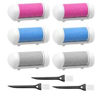 Poraceous 6 Pezzi Rulli di Ricambio per Lima per Piedi, Pedicure Elettrico Professionale Piede, Pomice Piedi Rullo Ricarche con pennello, per Scholl, Pedicure Elettrico, Rimozione Callo Pelle Morta