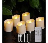 Porashine 6 lumini ricaricabili a LED, luce tremolante, bianco caldo/RGB con telecomando, timer USB, cavo 3D, senza fiamma, per casa, camera, tavolo, Halloween, decorazione natalizia (6 pezzi bianco