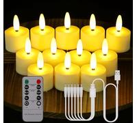 Porashine Candele ricaricabili, 12/6 LED, luce tremolante, bianco caldo/RGB con telecomando, timer USB, cavo 3D, senza fiamma, per casa, camera, tavolo, Halloween, decorazioni natalizie (6 pezzi 3D