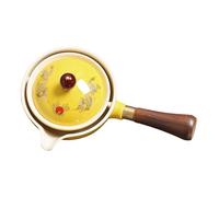Porcelain Tea Maker - 360° Rotating Kung Fu Teapot, 160ml Vintage Ceramic Tea Dispenser with Built-In Filter, Chinese Style Drip Teapot for Loose LeafTea & Coffee Brewing, Flexible Side Handle Design