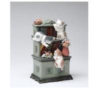 Porcellana 3 Gatti Gattini Libro Scaffale Catch Me If You Can " Fur Elise "