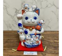 Porcellana Maneki Neko Beckoning Lucky Cat The Seven Lucky Gods Lots of Happi...