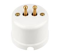 Porcellana retrò Toggle Brass doppio interruttore All-in-One, serie QR1 bianco