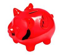 Porcellino Salvadanaio Terracotta, Maialino Simpatico, Banconote per Bambini, Sposi, Battesimo (rosso), Idea Regalo per Natale