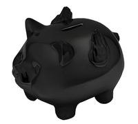 Porcellino Salvadanaio Terracotta, Simpatico Salvadanaio per Bambini e Sposi, Idea Regalo per Natale e Battesimo (Nero)