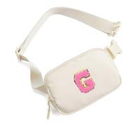 Porceosy Borsa a tracolla da viaggio portatile per le donne Marsupio Lettera Decor Fibbia Blocco Cinturino regolabile Chiusura con cerniera Grande capacità Tre scomparti, G