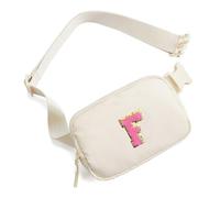 Porceosy Borsa a tracolla da viaggio portatile per le donne Marsupio Lettera Decor Fibbia Blocco Cinturino regolabile Chiusura con cerniera Grande capacità Tre scomparti, F