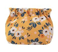 Porceosy Borsa per trucco in tessuto Oxford Organizer digitale per prodotti floreali con stampa in metallo apertura a molla portatile leggera borsa per il trucco da viaggio, Giallo