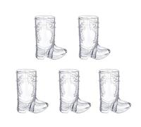 Porceosy Set di 5 bicchierini da shot in plastica trasparente a forma di stivale da cowboy, mini bicchieri a tema western, per addio al nubilato, compleanno, matrimonio, decorazione bianca