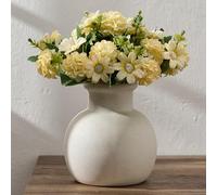 PORCER Vaso moderno in ceramica da 15,2 cm, terracotta rustica bohemien, vaso decorativo per la decorazione della casa, soggiorno, ingresso, matrimonio, superficie particella, bianco