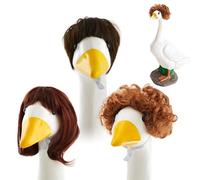 Porch Geese Hair Wig, Lawn Geese Statue Wig, 5.91x4.72 inches Funny Patio Figurine Decor Costume Set of 3, Outdoor Garden Yard Decoration Accessories for Seasonal Display