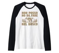 Porcino Non Posso Ho da Fare nel Bosco Cacciatore di Funghi Maglia con Maniche Raglan