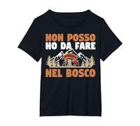 Porcino Non Posso Ho da Fare nel Bosco Cacciatore di Funghi Maglietta, Donna Plus-Size, Nero, 1X