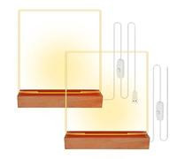 PORFOYO 2 lampadine a LED, base luminosa a LED, con 2 piastre in acrilico, base a LED in legno, base per display a LED in acrilico, resina
