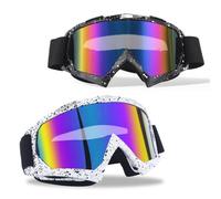 PORFOYO 2 Occhiali da motocross, Mtb, occhiali da sci, occhiali da moto, cinghia telescopica regolabile, per moto, moto, auto da corsa, fuoristrada, motociclette, mountain bike
