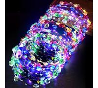 PORFOYO 20 Pezzi Fasce Per Capelli A Led, Con Fiori, Luminose, Colorate, Per Compleanni, Matrimoni, Festival, Feste
