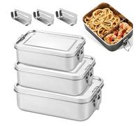 PORFOYO 3 pezzi contenitore per il pranzo in acciaio inox con scomparti, 850 ml, 1400 ml, 2400 ml, contenitore per il pranzo in acciaio inox con coperchio, scatole bento in acciaio inox 304 con