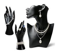 PORFOYO 3 Pezzi Espositore per Gioielli, Supporto per Collane, Büste per Gioielli, Espositore Versatile per Collane, Supporto Manuale per la Presentazione Professionale di Gioielli (Nero)